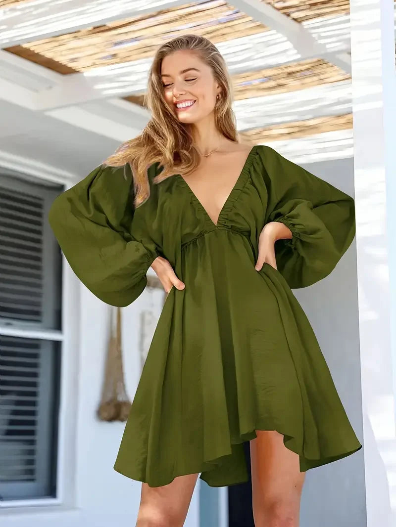 Women's  Casual Dress with Deep V-Neck and Loose Fit for Summer Vacation Sexy and Stylish