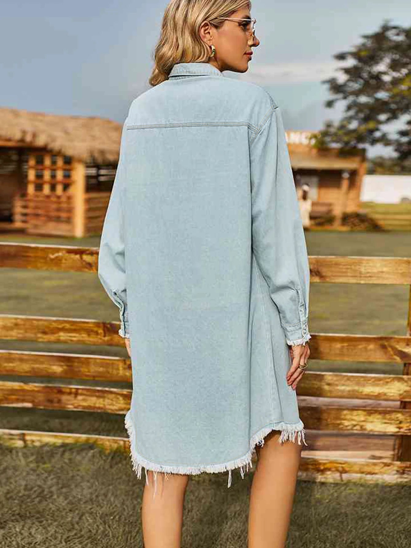 Women's Vintage Midi Dress Long Sleeve Casual Loose Denim Natural Waistline Breathable Washable Opt for Autumn's