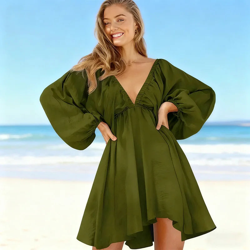 Women's  Casual Dress with Deep V-Neck and Loose Fit for Summer Vacation Sexy and Stylish